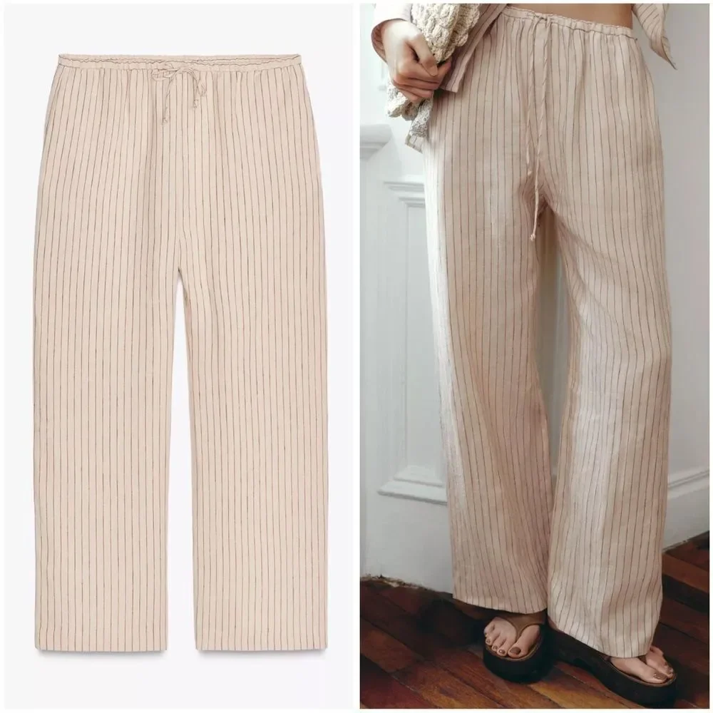 ZARA 100% LINEN PANTS ZW COLLECTION